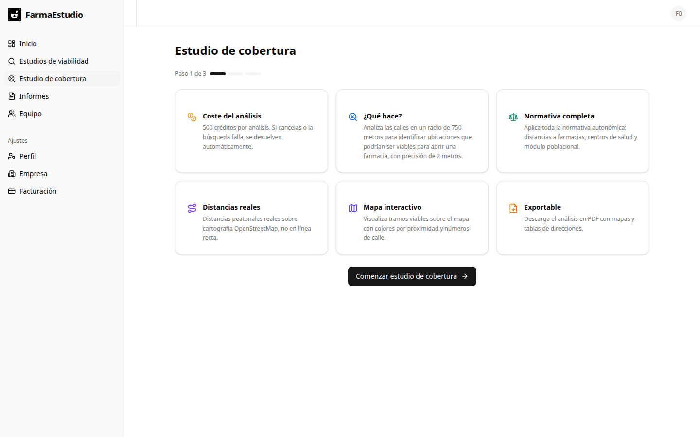 Wizard de estudio de cobertura